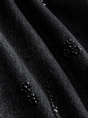 Black Hand Embellished Barrel Denim 100% Cotton Jeans - Image 8 of 8