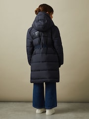 Reiss Navy Larissa 9-13 yrs Water Resistant Belted Puffer Coat - Image 4 of 5