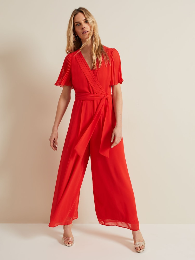 Phase Eight Orange Kendall Pleat Jumpsuit - Image 1 of 7