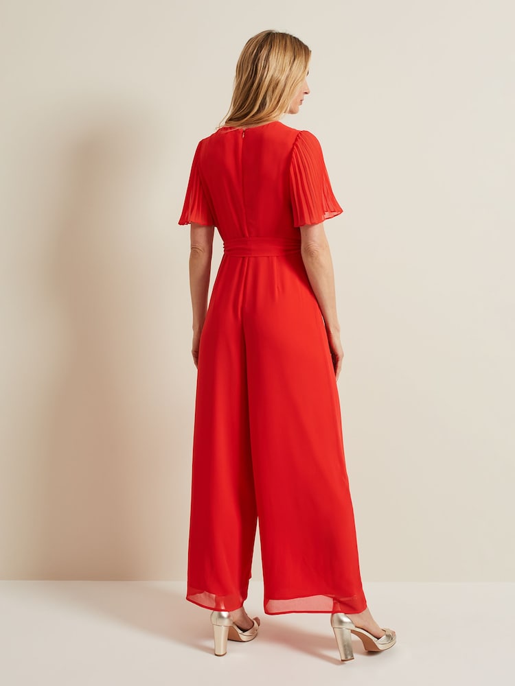 Phase Eight Orange Kendall Pleat Jumpsuit - Image 2 of 7