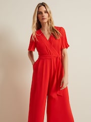 Phase Eight Orange Kendall Pleat Jumpsuit - Image 3 of 7