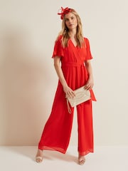 Phase Eight Orange Kendall Pleat Jumpsuit - Image 6 of 7