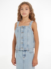 Calvin Klein Jeans Blue Strap Denim Top - Image 1 of 6