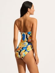Seafolly Blue Ciao Bella Ring Front Bandeau One Piece Swimsuit - Image 2 of 5
