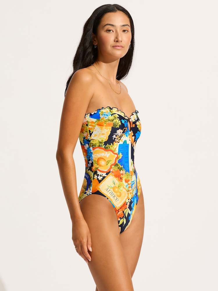 Seafolly Blue Ciao Bella Ring Front Bandeau One Piece Swimsuit - Image 5 of 5