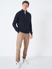 Crew Clothing Company Light Blue Quarter Zip Knitted Jumper - Image 3 of 3