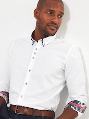 Joe Browns White 100% Cotton Smart Double Collared Shirt - Image 5 of 6