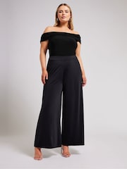 Yours Curve Black Ruched Bardot Bodies - Image 2 of 5