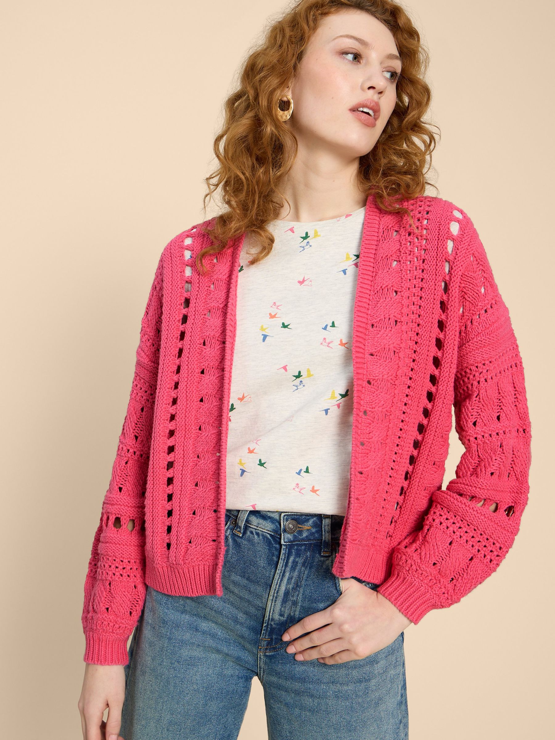 バイヤー厳選用品 Buy Luxembourg Next from Cardigan Crochet Casey Pink Stuff White トップス
