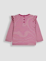 JoJo Maman Bébé Lilac Purple Butterfly Frill Long Sleeve Appliqué Top - Image 2 of 3