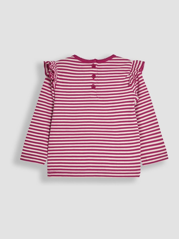 JoJo Maman Bébé Lilac Purple Butterfly Frill Long Sleeve Appliqué Top - Image 2 of 3
