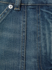 Reiss Mid Blue Delilah Petite Mid Rise Flared Utility Jeans - Image 6 of 7