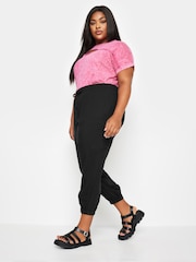 Yours Curve Black Pocket Button Cropped Trousers - Image 5 of 6
