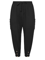 Yours Curve Black Pocket Button Cropped Trousers - Image 6 of 6
