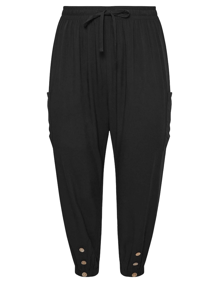 Yours Curve Black Pocket Button Cropped Trousers - Image 6 of 6