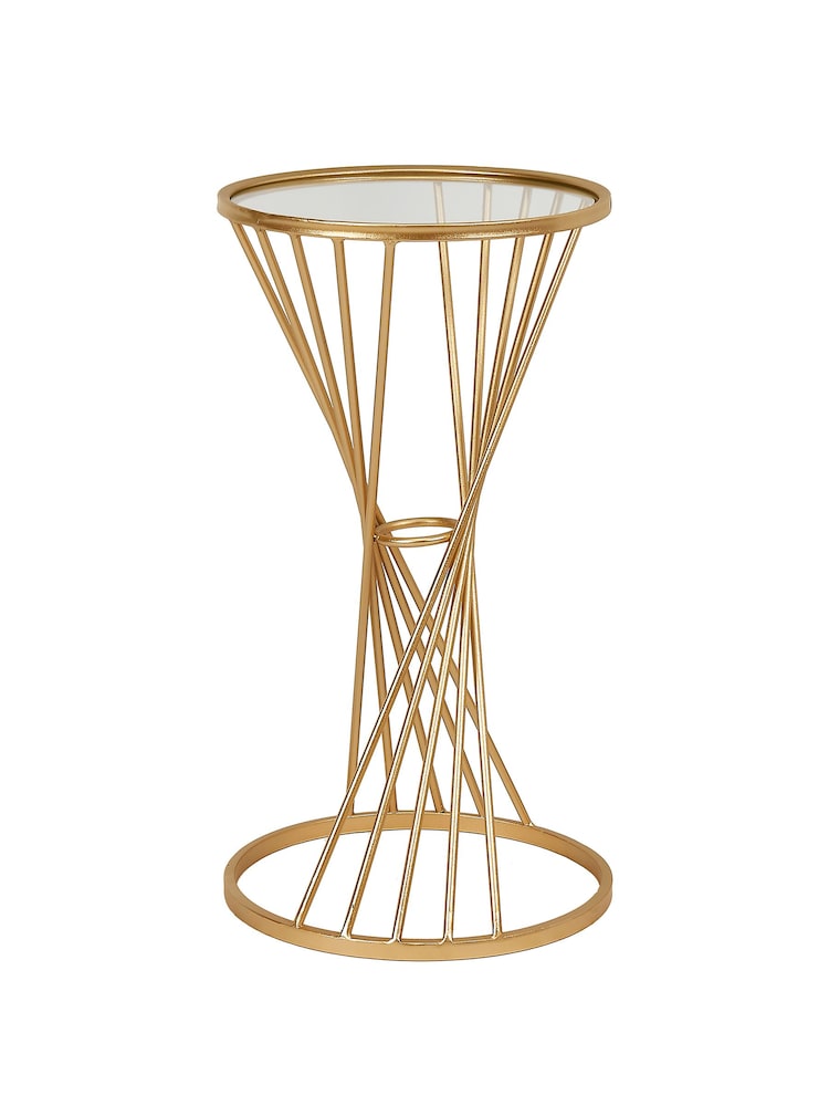 Pacific Glass and Gold Liberty Metal Small Table - Image 2 of 5