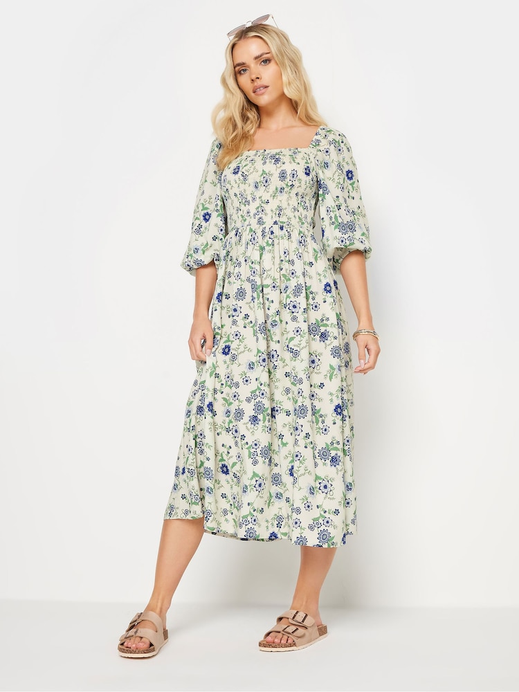 PixieGirl Petite Yellow Floral Print Midi Dress - Image 1 of 5