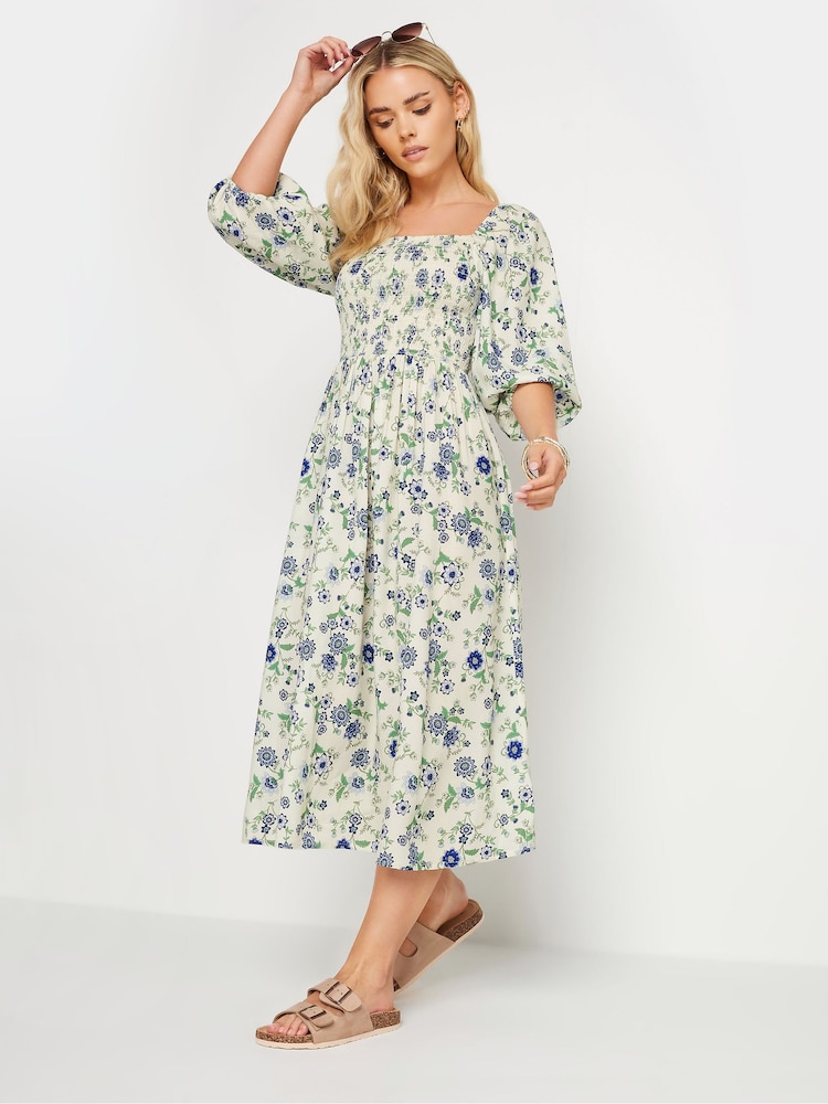 PixieGirl Petite Yellow Floral Print Midi Dress - Image 2 of 5