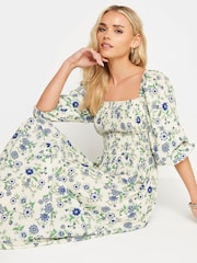 PixieGirl Petite Yellow Floral Print Midi Dress - Image 4 of 5