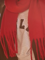 Self. Red Heavyweight Blanket Scarf - Image 4 of 7