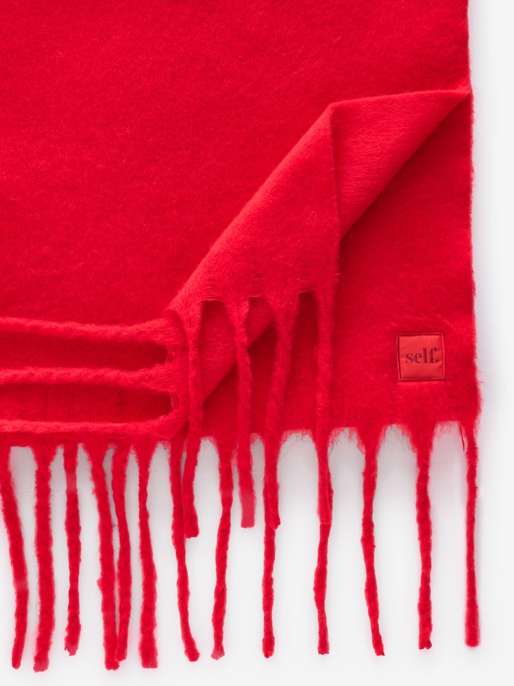 Self. Red Heavyweight Blanket Scarf - Image 7 of 7