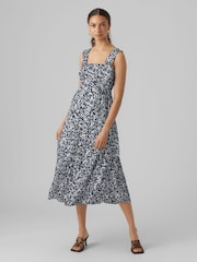 VERO MODA Midikleid mit Kräuselung und verschwommenem Blumenmuster - Bild 3 von 6