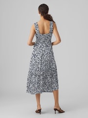 VERO MODA Midikleid mit Kräuselung und verschwommenem Blumenmuster - Bild 4 von 6