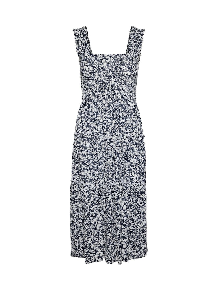 VERO MODA Midikleid mit Kräuselung und verschwommenem Blumenmuster - Bild 6 von 6