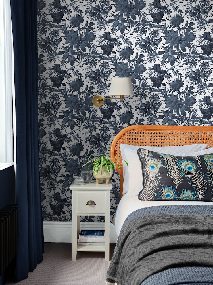 Graham & Brown Blue Enzia Wallpaper Sample - Image 1 of 3