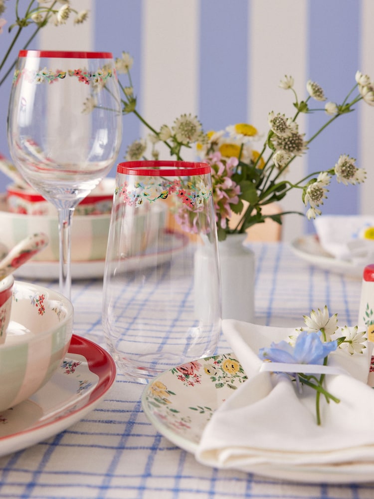 Cath Kidston Red Feels Like Home Set of 4 Tumbler Glasses - Image 1 of 3