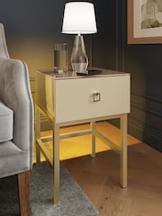 Frank Olsen Antique White Lyra SMART One Drawer Side Table - Image 1 of 9