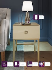 Frank Olsen Antique White Lyra SMART One Drawer Side Table - Image 2 of 9