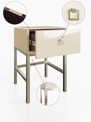 Frank Olsen Antique White Lyra SMART One Drawer Side Table - Image 4 of 9