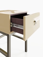 Frank Olsen Antique White Lyra SMART One Drawer Side Table - Image 5 of 9
