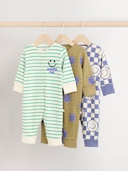 Purple/Green Baby Footless Sleepsuits 3 Pack (0mths-3yrs) - Image 1 of 10