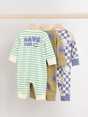 Purple/Green Baby Footless Sleepsuits 3 Pack (0mths-3yrs) - Image 2 of 10