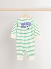Purple/Green Baby Footless Sleepsuits 3 Pack (0mths-3yrs) - Image 4 of 10