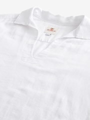 White Linen Blend Long Sleeve Kaftan Shirt - Image 7 of 8