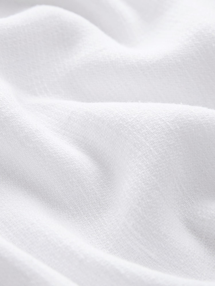 White Linen Blend Long Sleeve Kaftan Shirt - Image 8 of 8