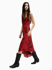 AllSaints Red Alexia Sanibel Dress - Image 4 of 6
