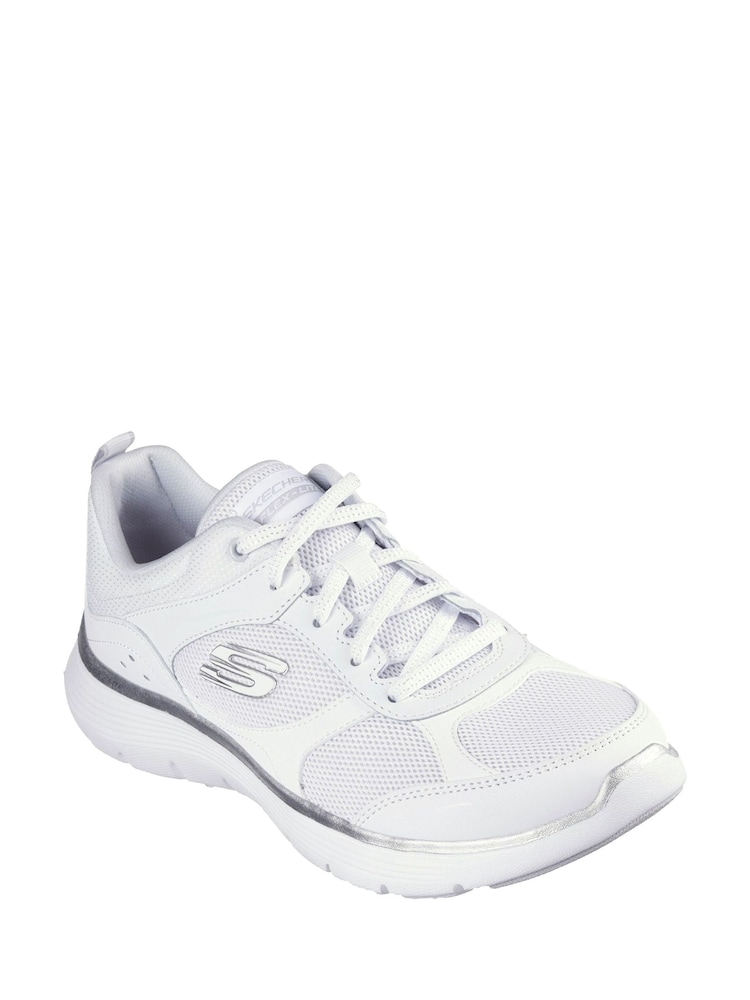 Skechers White Flex Appeal 5.0 Fresh Touch Trainers - Image 2 of 3