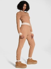 Victoria's Secret PINK Toffee Brown Cuffed Knitted Joggers - Image 1 of 2