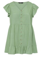 Yours Curve Green Boho Blouse With Linen - Image 6 of 6