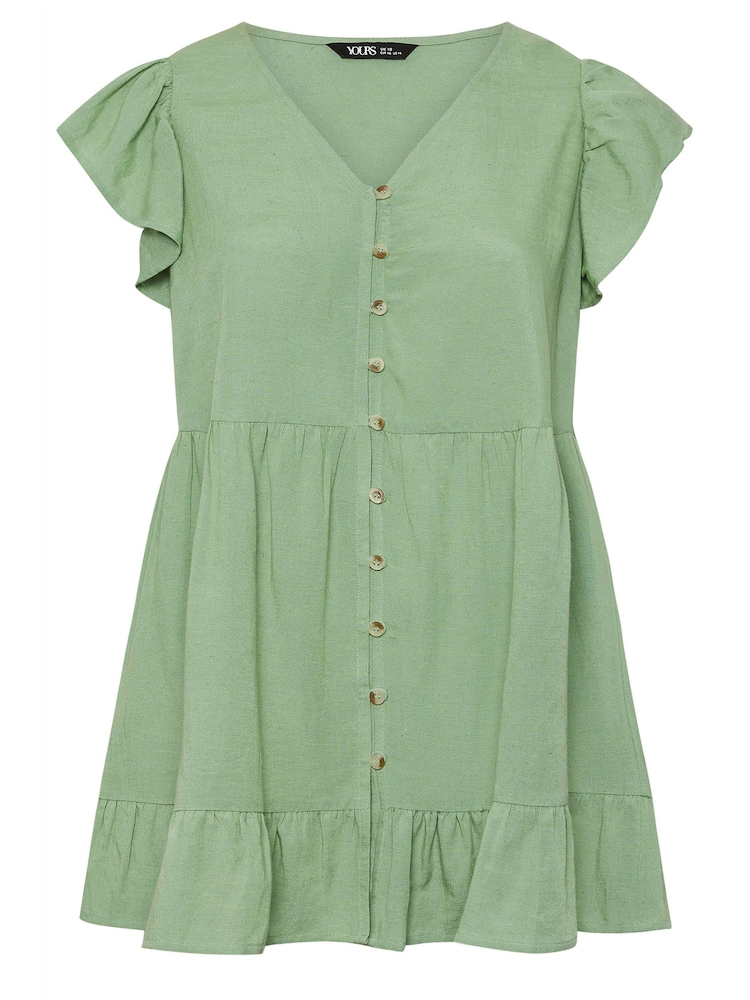 Yours Curve Green Boho Blouse With Linen - Image 6 of 6 Yours Curve Green Boho Blouse With Linen - Image 6 of 6