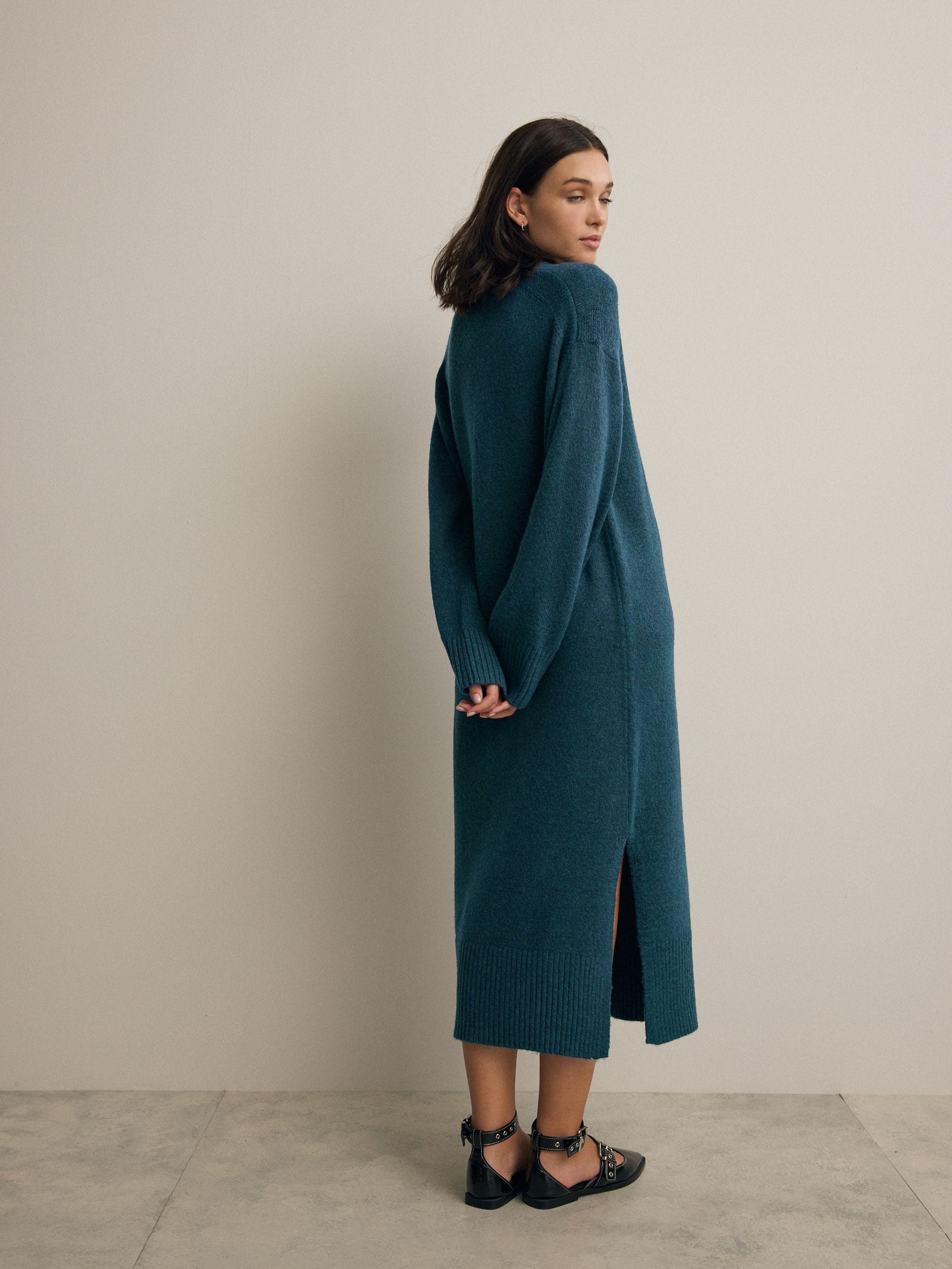 Teal jumper dress discount