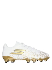 Skechers White White / Gold Younger Kids Firm Ground Football Boots - Image 1 of 5
