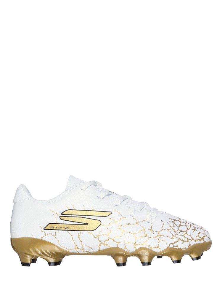 Skechers White White / Gold Younger Kids Firm Ground Football Boots - Image 1 of 5