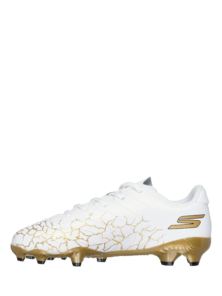 Skechers White White / Gold Younger Kids Firm Ground Football Boots - Image 2 of 5