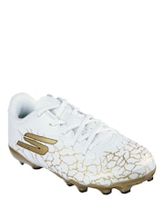 Skechers White White / Gold Younger Kids Firm Ground Football Boots - Image 3 of 5