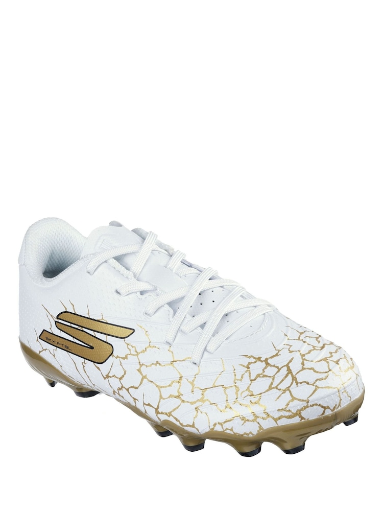 Skechers White / Gold Younger Kids Firm Ground Football Boots - Image 3 of 5